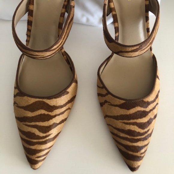 Ann Taylor Leather & Calf's Hair Pumps, Size 9.5, Brown & Tan -New - Picture 2 of 5
